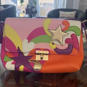 Betsey Johnson Pink Orange Purple Multicolor Star Shoulder Bag